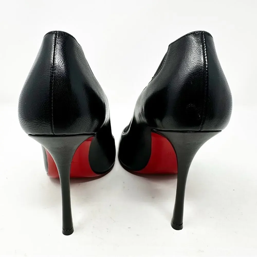 Christian Louboutin Toot Couverte Black Leather Ankle Boots Womens Size EU 36.5